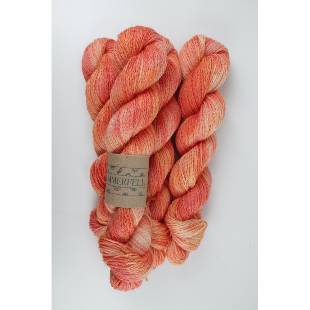 Peach variegated skeins of Summerfell