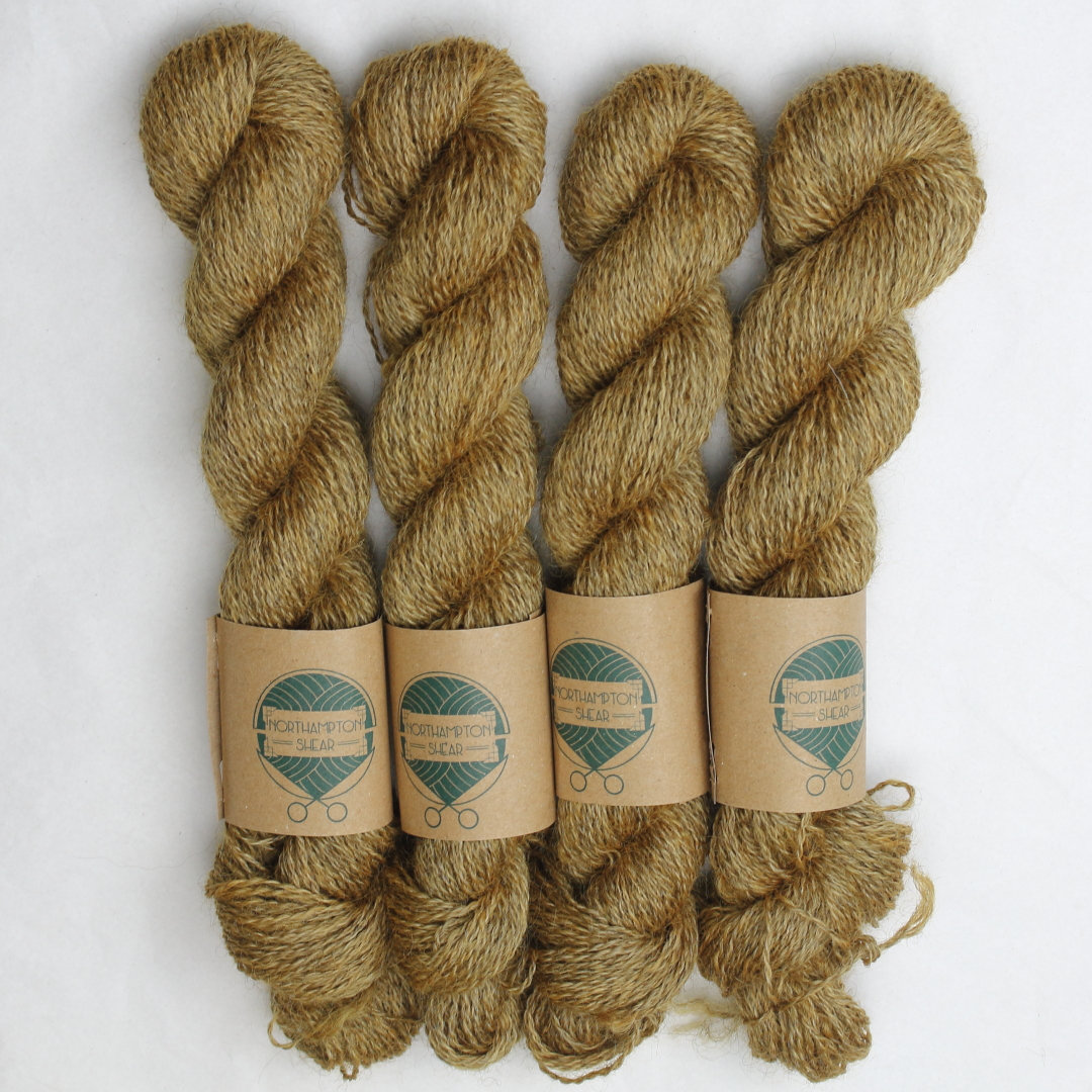 Honey brown dyed skeins of Leicester Longwool