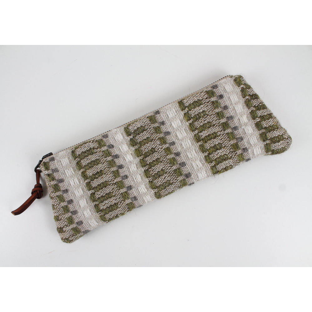 Handwoven pencil / notions case in Moss