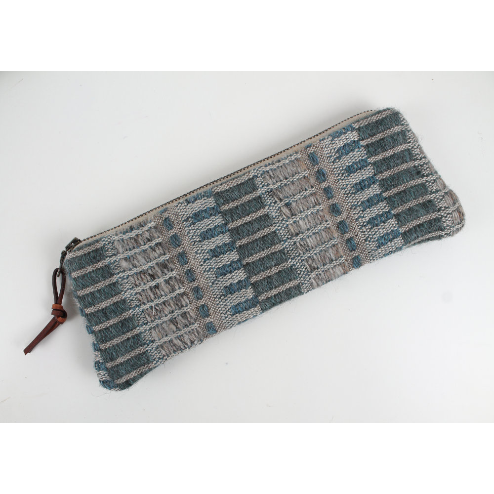 Handwoven pencil / notions case in Slate