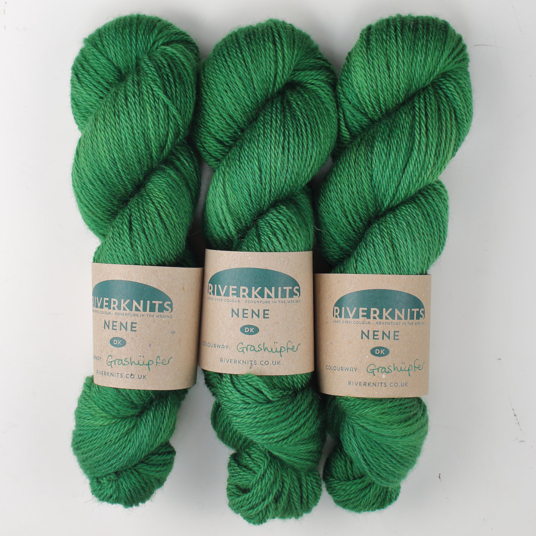 Grass green skeins of Nene DK